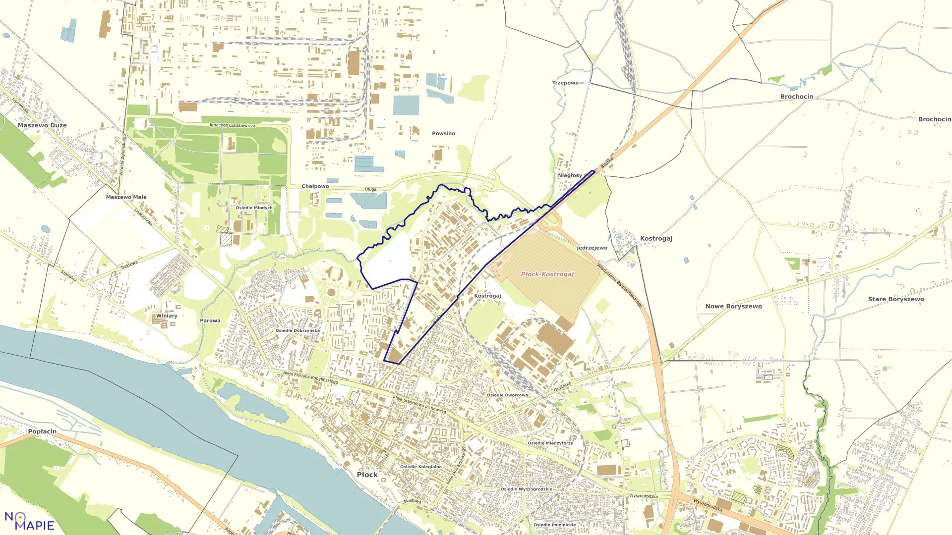 Mapa obrębu KOSTROGAJ PRZEM. w mieście Płock