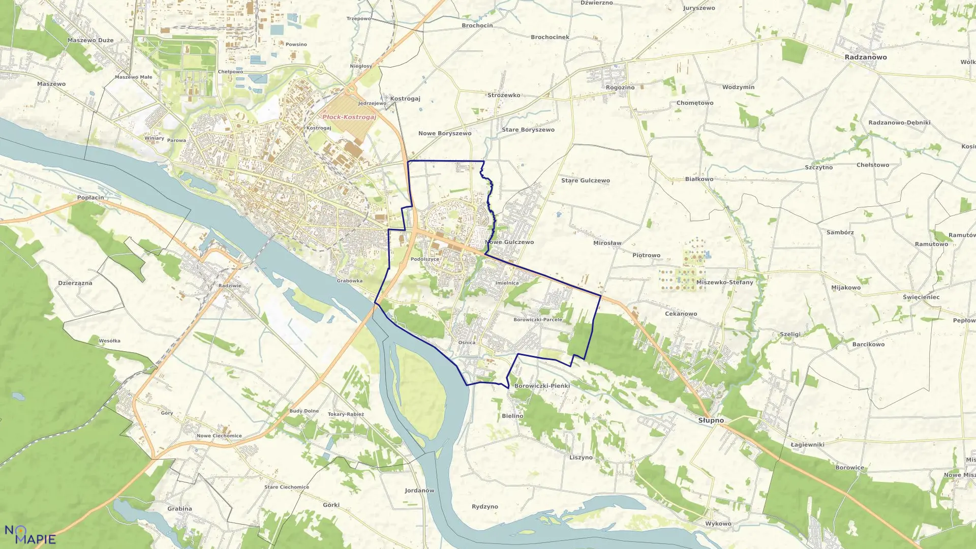 Mapa obrębu PODOL-BOROWICZKI w mieście Płock